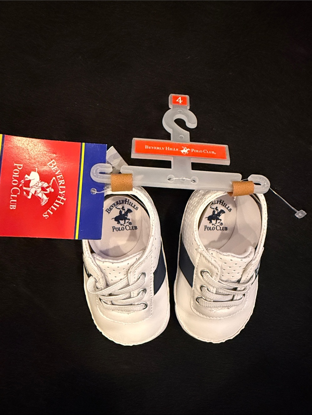 Beverly Hills Polo Club White and Navy Baby Walker Sneakers